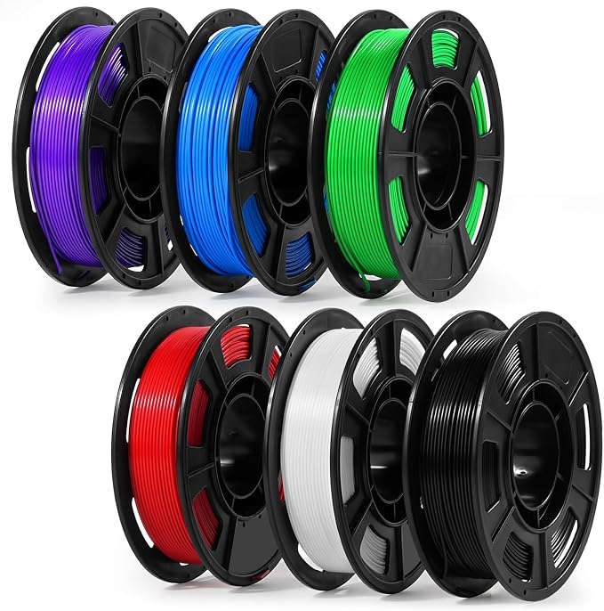 Dynta PLA 3D Printer Filament Bundle 250g, 1.75mm 6 Colors Total 1.5kg | Compatible with FLASHFORGE, Bambu, Creality, Black, White, Red, Green, Blue, Purple for Beginners, Individually Vacuum-Sealed