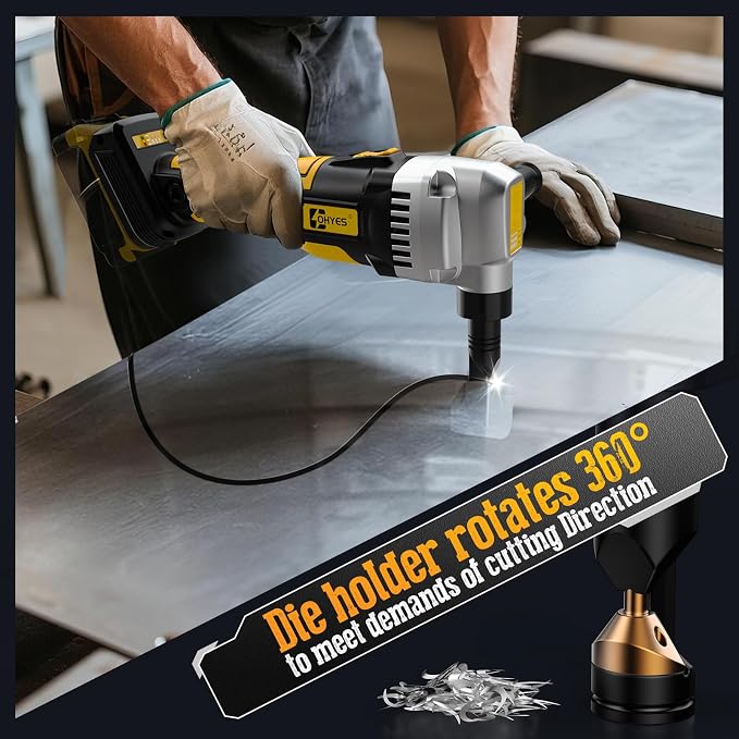 Metal Nibbler Fit for DeWALT 20v Max Battery Brushless Motor 16 Gauge Variable Speed Assist Handle & 2 Blades For Metal Cutting, Stainless Steel and Aluminum(Battery not Included)