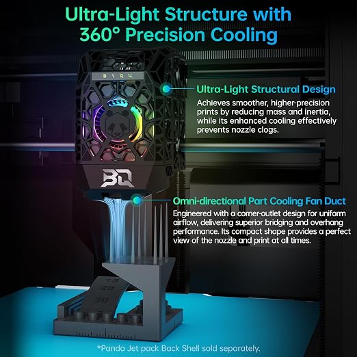 BIQU Panda Jet Pack V2.0 Black Shell with RGB Light Upgrade Print Head for Bambu-Lab P1P/P1S/X1C/X1E 3D Printer