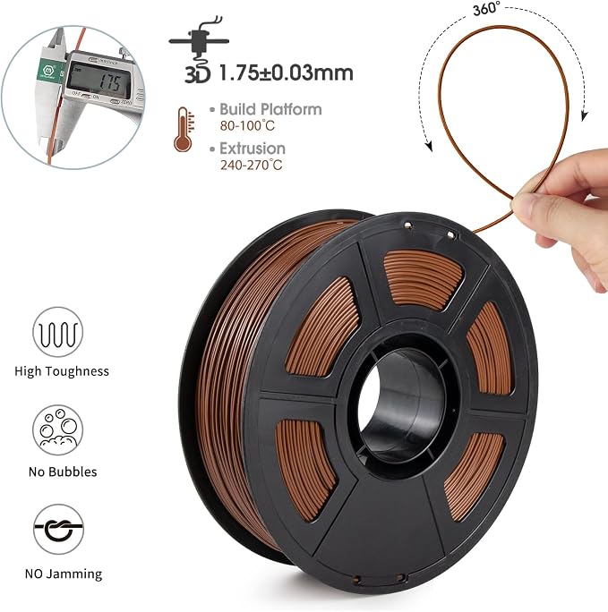 iSANMATE ASA Filament 1.75mm Brown 1KG, UV & Weather Resistant 3D Printer Filament Perfect for Outdoor Functional Parts, Dimensional Accuracy +/- 0.02mm, 1kg Spool (2.2lbs)