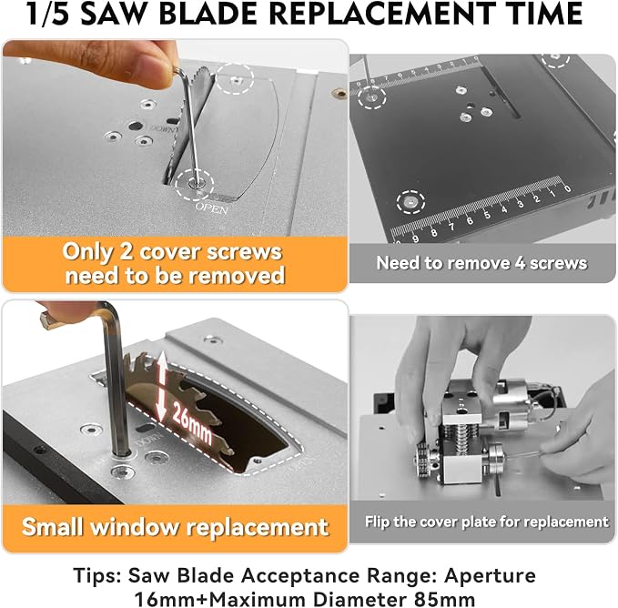 Mini Table Saw for Crafts[Dual 795 Motors & Switches] Max 200W/12,000RPM/26mm Adjustable Height Table Saw with Accessories.Gift for Men and Women's Creating Handmade Gifts,Exploring Hobbies