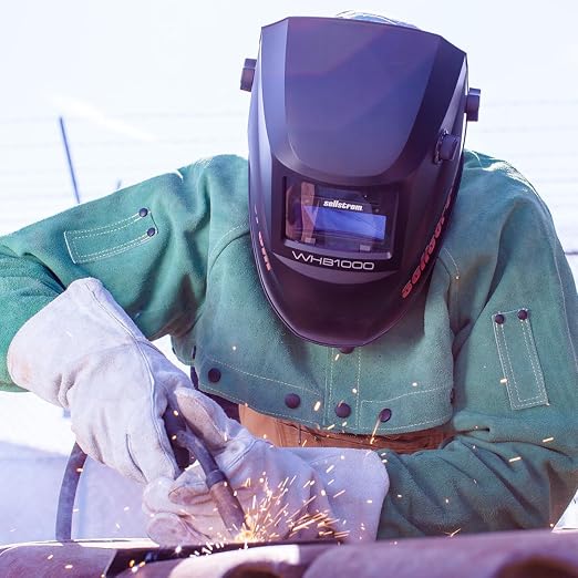 Sellstrom Lightweight,Ergonomic Design,Nylon,Blue Lens Technology,All-Day Comfort,Excellent Optical Clarity,Advantage Series Welding Helmet with ADF Technology,Black/Red,7'Wx 13'H x 5'L,S26100