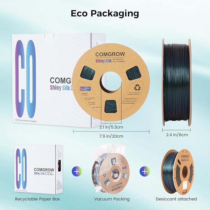 Comgrow 3D Printer Filament, Silk PLA Filament 1.75mm Burnt Titanium 1KG (2.2LBS), Dimensional Accuracy +/- 0.02 mm, Color Changeable 3D Printing Filament Changing Colors with Light