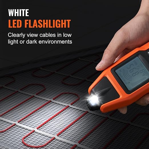 VEVOR Underground Cable Locator, 8 Ft Max Detect Depth Cable Tester, 12 to 600V (NVC) Wire Tracer Break Detector Finder, 6561Ft Detect Length for Electrical Circuits Pipelines Dog Fence Buried Cables