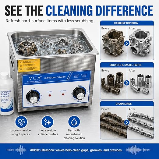 15L Ultrasonic Cleaner Machine with Heater, Professional Industrial Ultrasonic Cleaner 40kHz Stainless Steel Parts Cleaner for Automotive Parts, Tools, Carburetors, Jewelry and Workshop Maintenance