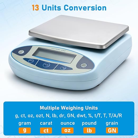 Digital Lab Scale 6000g x 0.01g High Precision Analytical Balance, Electronic Precision Scale 0.01g Accuracy for Laboratory Kitchen Jewelry Scientific Weighing with 2 x 500g Calibration Weights