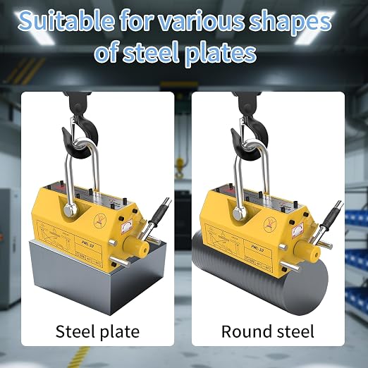 Permanent Magnetic Lifter, 440 lb/200kg Pulling Capacity, Strong Neodymium Magnets Lifting Magnet with Release Handle and Steel Hook for Lifting Plate Steel, Board, Used in Shop Crane, Hoist, Board