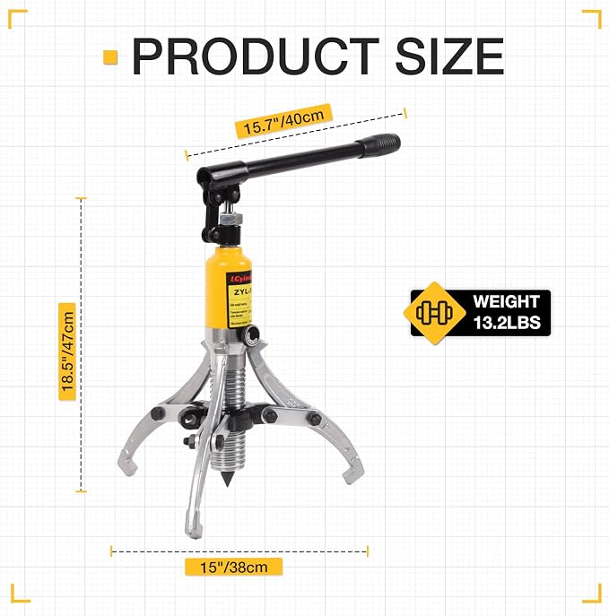 Hydraulic Gear Puller, 5 Ton Hydraulic Puller Kit Bearing Puller with Case 2 or 3 Jaws Bearing Hub Separator Hydraulic Puller Separator Tool for Pulling Hubs, Bearings, Gears, ZYL-5