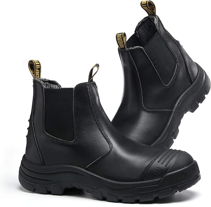 Men's Work Boots Steel Toe Soft Toe Waterproof Slip On Anti-Puncture Slip Resistant Safety Working Boots