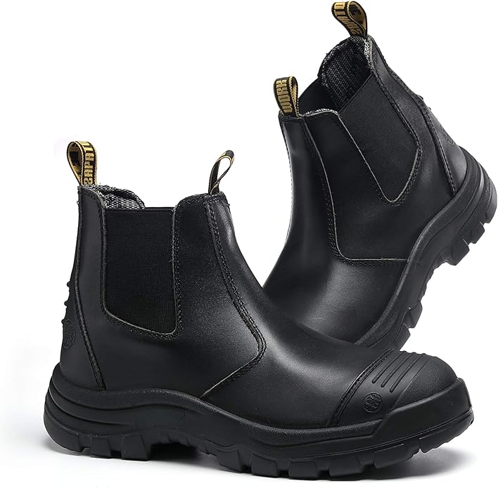 Men's Work Boots Steel Toe Soft Toe Waterproof Slip On Anti-Puncture Slip Resistant Safety Working Boots