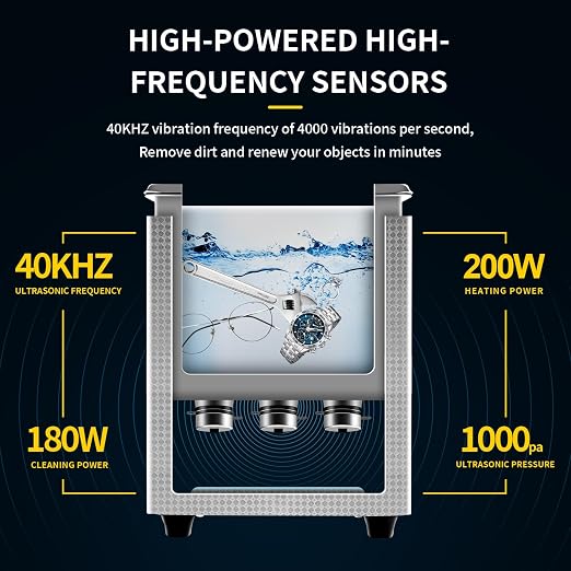 Commercial Ultrasound Cleaning Machine with Knob, 4L Professional Ultrasonic Cleaner, 40kHz with Heater and Timer for Tools, Jewelry, Watches, Glasses, Dentures, and Small Metal Parts