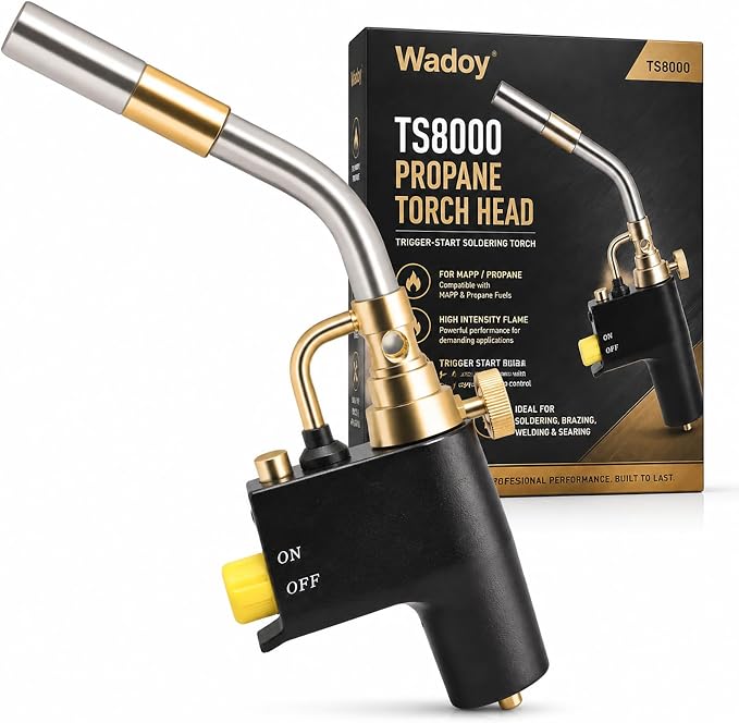 TS8000 Propane Torch Head by Wadoy, High Intensity Trigger-Start Soldering Torch Compatible with MAPP/Propane for Soldering, Brazing, Welding, Searing Steak, Map Gas Propane Torch Head