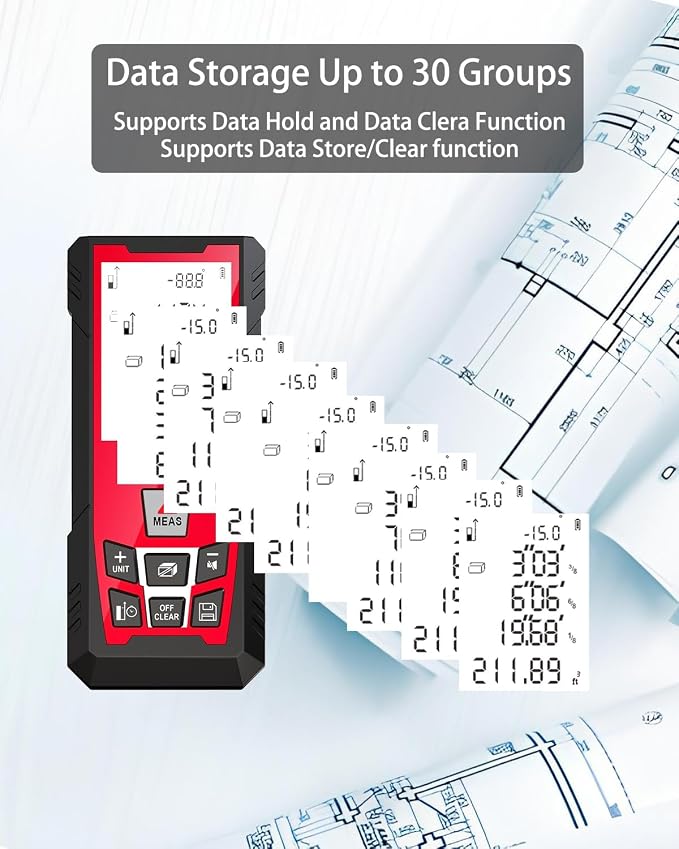 Laser Measuring Tool, 492Ft/150M Laser Measure Tool with ±1/25" Accuracy, IP54 Laser Distance Meters with Multiple Measurement Mode for Architect Contractor, Laser Measurement Tool for Father Husband