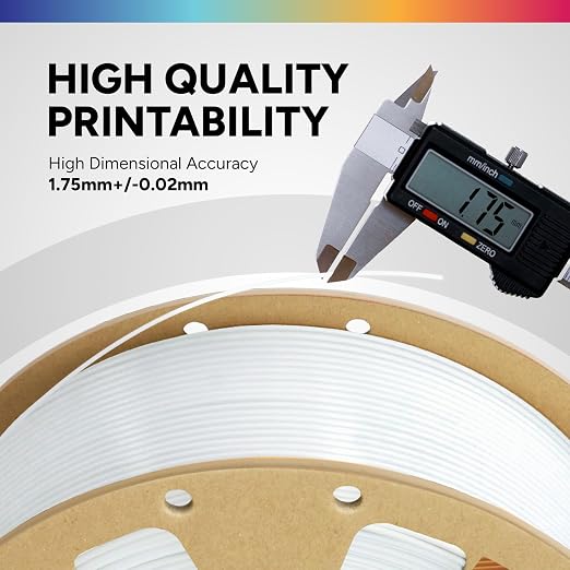 OVERTURE High Speed PLA Filament 1.75mm, Neatly Wound 3D Printer Filament 1kg Spool (2.2lbs) Rapid PLA, Dimensional Accuracy +/- 0.02 mm, Fit Most FDM 3D Printers (Cold White)