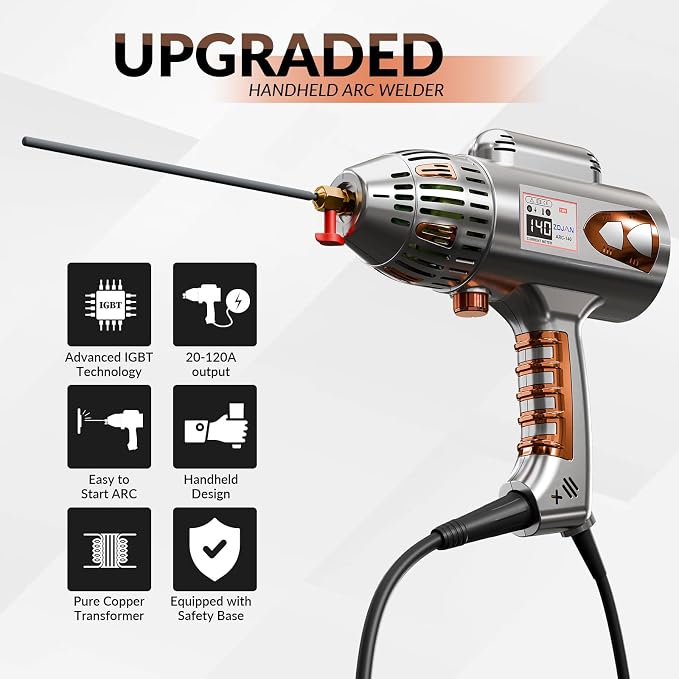 Handheld ARC Stick Welder 140A 110V,lightweight Portable inverter handheld welder Gun capable of DC Stick for Hobby DIY Projects Home Use. Arc force and Anti-Stick With Welding Tools