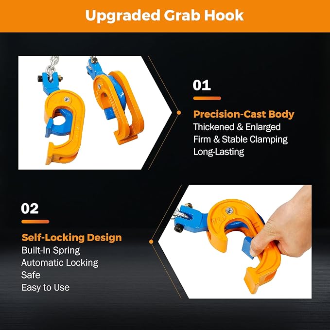 BEAMNOVA Upgraded Chain Drum Lifter, 2 Ton 4400 lbs for 30 & 55 Gallon Drums, 4 Hooks Double Chain Metal/Plastic Barrel Lifting Sling for Forklift, Hoist & Crane