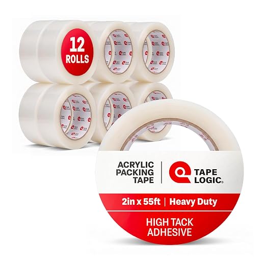 Tape Logic Packing Tape (12-Rolls), 2" x 55 yd - Heavy Duty Packaging Tape Refill for Shipping, Moving, Order Fulfillment, Acrylic 2.6 Mil
