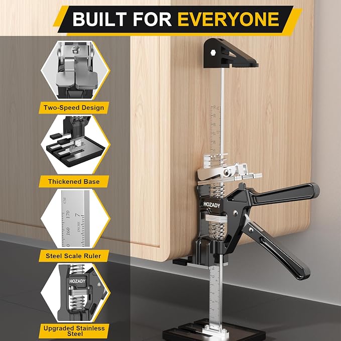 Labor Saving Arm Jack 2 Pack, 440LBS Capacity, 15 Inch Multi-Functional Lifting Tool, Stainless Steel Furniture Jack with Height Adjust & Slow/Fast Descent, for Doors, Windows, Tiles, Appliances