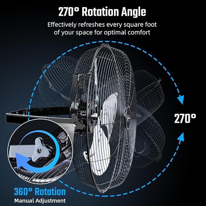 Simple Deluxe 18 Inch Industrial Wall Mount 3 Speed Commercial Ventilation Metal Fan for Warehouse, Greenhouse, Workshop, Patio, Factory and Basement(Black)