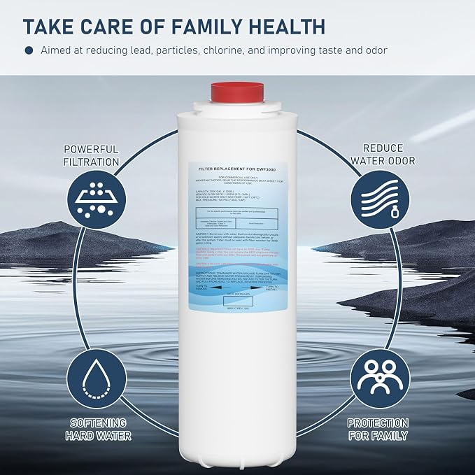 51300C Water Replacement Filter (No Chip) Compatible with Elkay 51300C EWF3000, and Ezh20 Bottle Filling Station, 3000 Gallon Water Filter Replacement for ERF750, 51299C, 55898C, 3 Pack