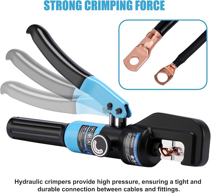 10-Tons Hydraulic Crimping Tool with 9 Dies, 12 to 2/0 AWG Battery Cable Lug Terminal & Wire Rope Crimper, 1/16" 1/8" 3/16" Stainless Steel Cable Railing Tool