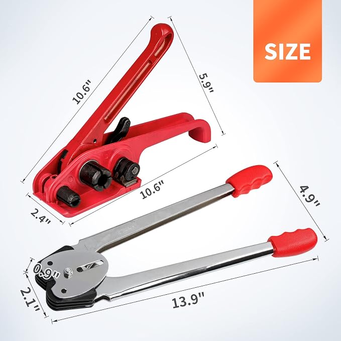 Pallet PP Plastic Strapping Kit, Packaging Banding Tensioning Tool, Heavy Duty Poly Tensioner & Cutter Manual Tools, Free 100pcs Corner Protector, 100 Seals