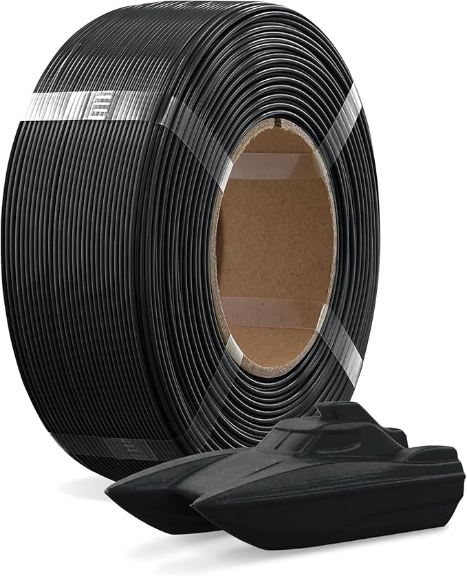 OVERTURE Refill PETG 1.75mm Spoolless 3D Printer Filament, 1kg (2.2lb) Refilament for Bambu Lab Reusable Spool, Accuracy +/- 0.02 mm, Fit Most FDM 3D Printers(Black)