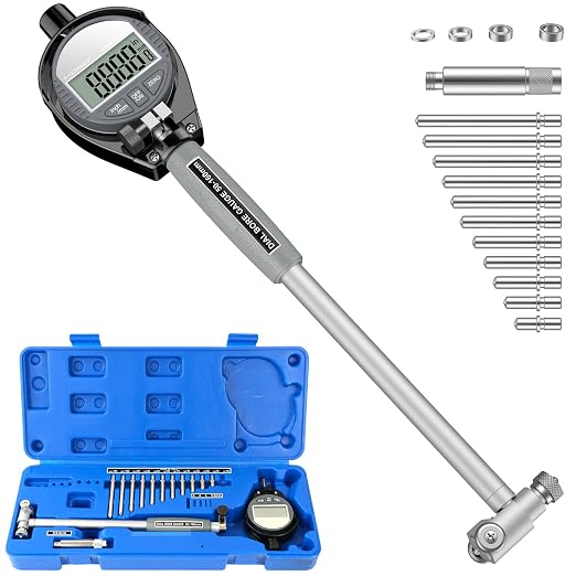 HDLNKAK Digital Bore Gauges Set, Cylinder Bore Gauge with LCD Digital Dial Indicator, 2"-6"/0.0005", Wide Selection of Anvils, Applications in Engines Cylinder Precision Measurement - Blue Case