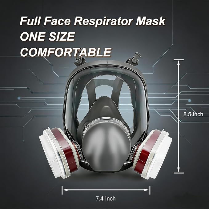 Full Face Respirator Mask With Filters (Reusable) For Paint, Welding, etc | Full Face Mask