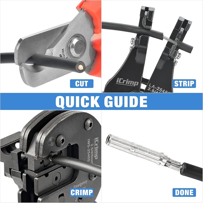 iCrimp Solar Crimping Tool Kit for Solar Panel Installation, All in One Solar Tool Set with Solar Crimper, Wire Cutter, Wire Stripper and Solar Connector Spanners