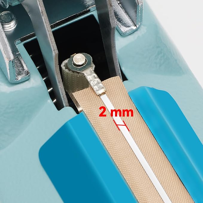 Commercial Bag Sealers 12 inch, 2mm Sealing Width Iron Impulse Sealer, Heavy Duty Manual Shrink Wrap Heat Sealer Machine with 1 Replacement Kits 2 Fuses, Blue
