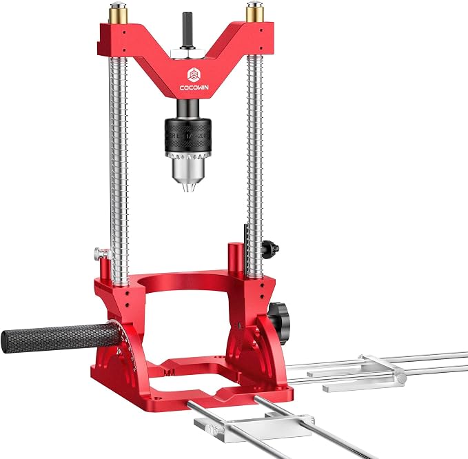 Portable Drill Guide for Drilling Precision Angled or Straight Holes, 0° to 60° Angle Drill Jig Attachment with Guide Rod, Drill Press Adapter for Hand Drill, Portable Drill Press with 1/2" Chuck