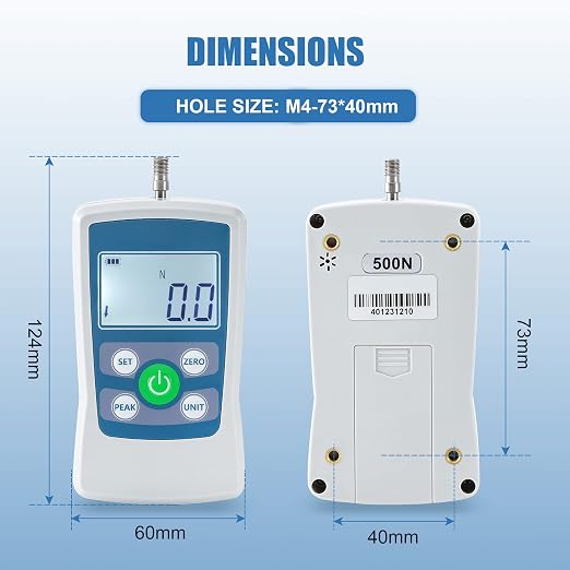 BAOSHISHAN Digital Force Gauge 100N Trigger Push Pull Scale | Multi-Unit Conversion (N/lb/kg/oz), Backlit LCD Display, Auto Power-Off, Storage Case, School Lab Teaching Tool