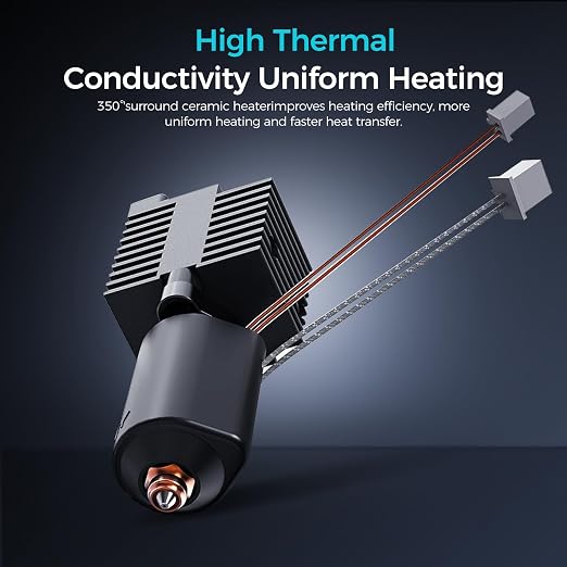 Creality Official K2 Plus Ceramic Heating Block Hotend Kit, with Quick-swap Nozzle Kit, Supports 350°C High Temperature, All-Metal Integrated Design Extruder Hotend for 3D Printer K2 Plus Combo
