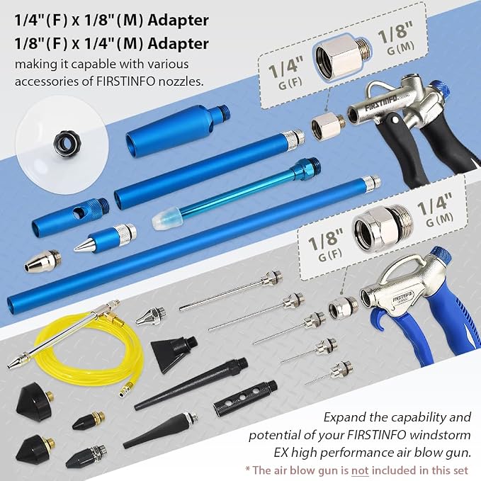 FIRSTINFO A18562M Accessory Set for Windstorm EX High Performance Air Blow Gun, 6-Piece