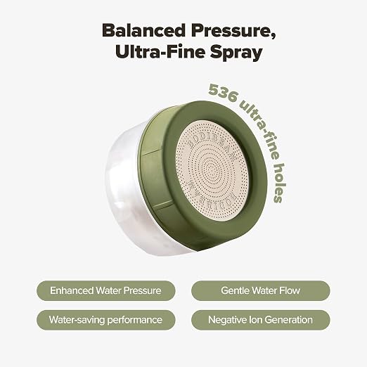 [6 Months Set] Water Filter for Sink Faucet and Replacement Set, Sink Water Filter, Vitamin C Gel, NSF Certified - Removes Impurities, Chlorine and Rust - Skin Hydration, Made in Korea Olive Green