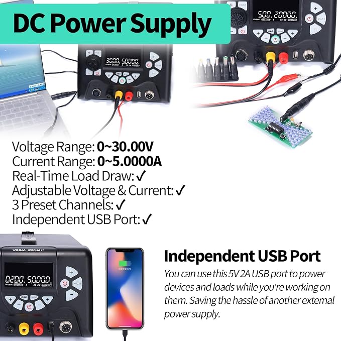 YIHUA 853D 5A-II 3 in 1 Hot Air Rework Soldering Iron Station and DC Power Supply 30V 5A -°F /°C Multiple Functions
