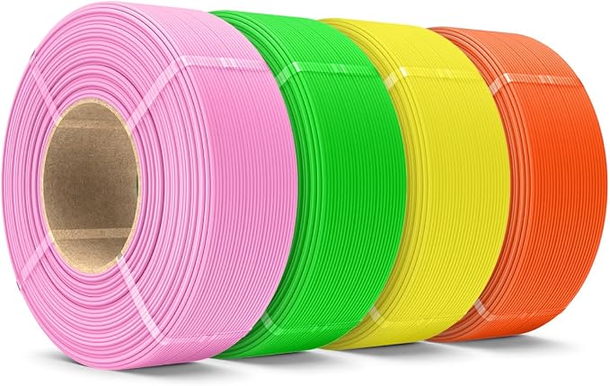 SUNLU PETG Filament Refill 1.75mm 4KG, High Speed 3D Printer Filament Matte PETG Refill, No-Spool Filament Bundles for Reusable Spools Compatible with Bambu Labs, Pink/Orange/Yellow/Green 1KG/Roll