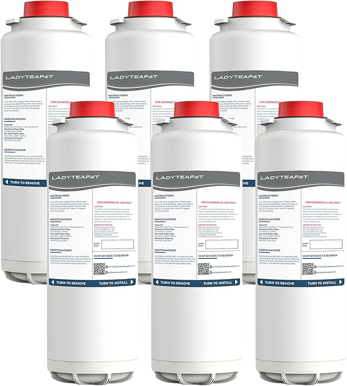 Water Filter Replacement Compatible With Elkay 51600C EWF6000 Bottle Filling Stations, 6000 Gallons/12 Months (No Chip - 6 Pack)