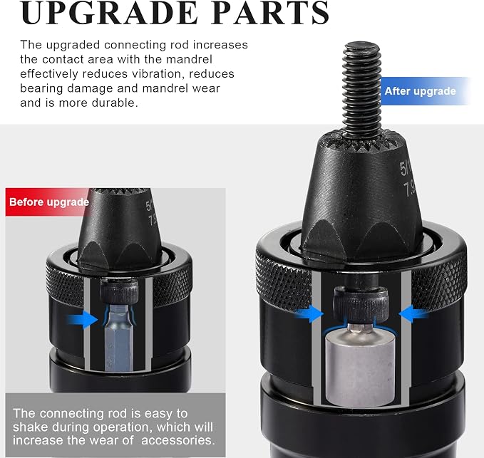 Pneumatic Rivet Nut Gun with Self-locking Head Gun 1/4 & 5/16 & 3/8 Mandrels,Industrial Grade Adjustable Speed Pull Rivnut Gun Model:LM07 Button Switch