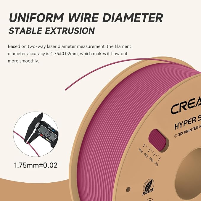 Official Creality Hyper PLA Filament 1.75mm, High Speed PLA 30-600mm/s Rapid 3D Printer Filament, Dimensional Accuracy +/-0.02mm, Fit Most FDM 3D Printers,1KG(2.2lbs) Spool Viva Magenta