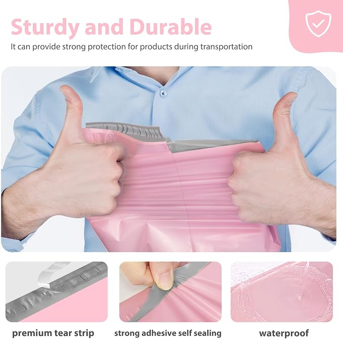Fuxury Poly Mailers 6x9 Inch 1200 Pcs, Bulk Shipping Bags for Clothing, Strong Adhesive Shipping Envelopes for Small Business Suppliers,Waterproof Mailers Poly Bags Mailing Envelopes,Light Pink