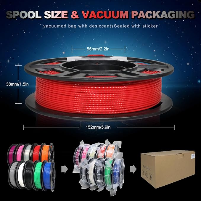 PLA Plus Filament 1.75mm Bundle 10x250g, 10 Pack 2.5KG PLA+ Sample 3D Printer Filament, 3D Printing Multi Pack Filament Dimensional Accuracy +/- 0.02mm