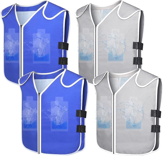 Hercicy 4 Pcs Summer Cooling Vest for Teens, Men and Women with 80 Pcs Ice Packs Adjustable Cooling Jacket Ice Cool Reflective Vest for Hot Weather Cycling Working Running Fishing Gardening