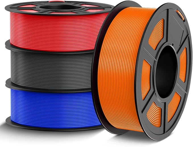 TECBEARS PETG Filament 1.75mm, 3D Printer Filament PETG Filament Bundle 4-Color, Strong Toughness, 4 * 1KG(1320M) Filament High Precision, Dimensional Accuracy ±0.02mm, Blue+Red+Orange+Grey