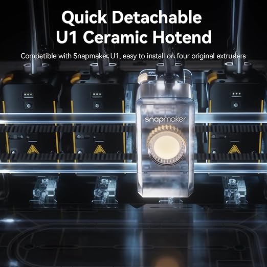 for Snapmaker U1 Hardened Steel Hotend 0.2mm,High Temp&Fast Heating Ceramic Hot End with Silicone Sock and Nozzle Wiper,Leak-Proof Integrated Hotend Compatible with Snapmaker U1 3D Printer