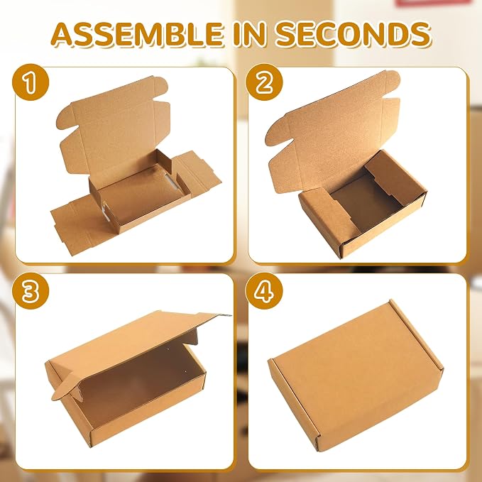 300 Pack 6" x 4" x 1.5" Small Shipping Boxes, Corrugated Mailers Kraft Cardboard Packaging Boxes for Mailing, Crafting, and Small Business Supplies, Brown
