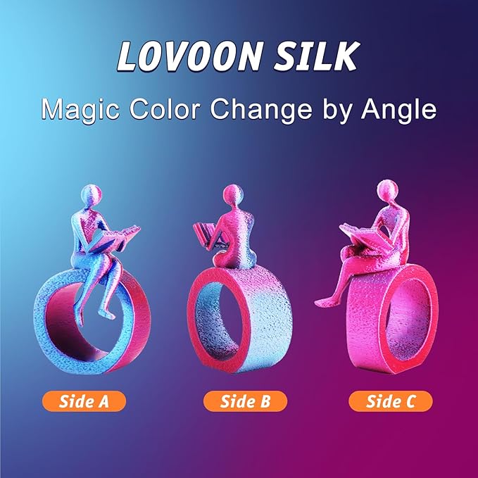 LOVOON 3D Printer Filament Dual Color Sky/Light Blue and Rose Red, PLA Filament 1.75mm,Silk PLA Filament, PLA Filament for Most 3D Printer and 3D Pen, 2.2 lbs/Spool