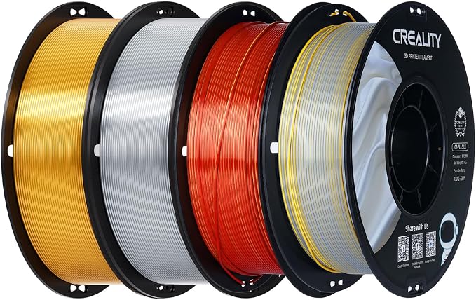 Creality Silk PLA Filament 1.75mm Gold, Shiny Metallic 3D Printer Filament 1Kg Spool, Dimensional Accuracy +/- 0.02mm, Compatible with Most FDM 3D Printers(Gold)