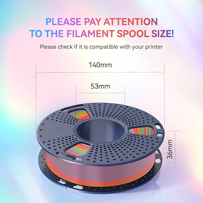 SUNLU 250g Rainbow PLA 3D Printer Filament Bundle Multicolor, Neatly Wound Gradient PLA Rainbow Filament 1.75mm ±0.02mm, Individually Vacuum Packed, 250g per Spool, 1kg in Total, 4 Pack.